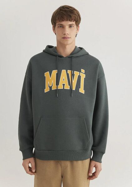 MAVİ BASKILI SWEATSHIRT ERKEK HOODIE