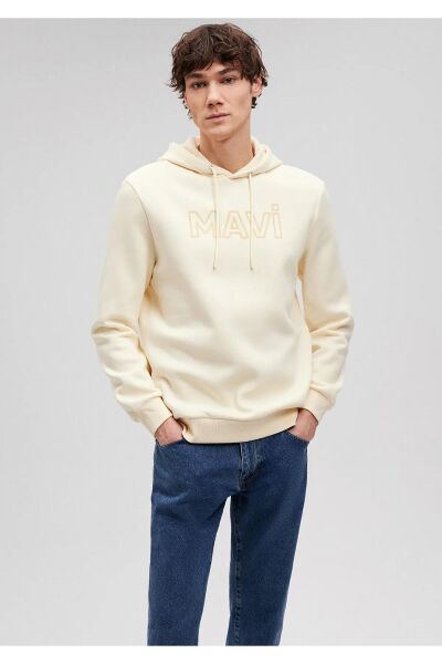 MAVİ BASKILI ERKEK KAPÜŞONLU SWEATSHIRT