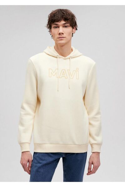 MAVİ BASKILI SWEATSHIRT ERKEK KAPÜŞONLU SWEATSHIRT