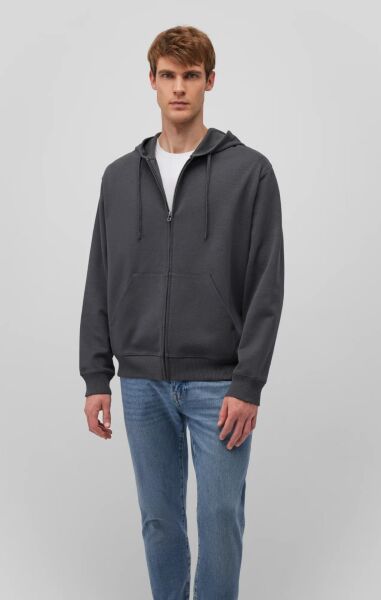 MAVİ FERMUARLI KAPÜŞONLU SWEATSHIRT ERKEK SWEATSHIRT