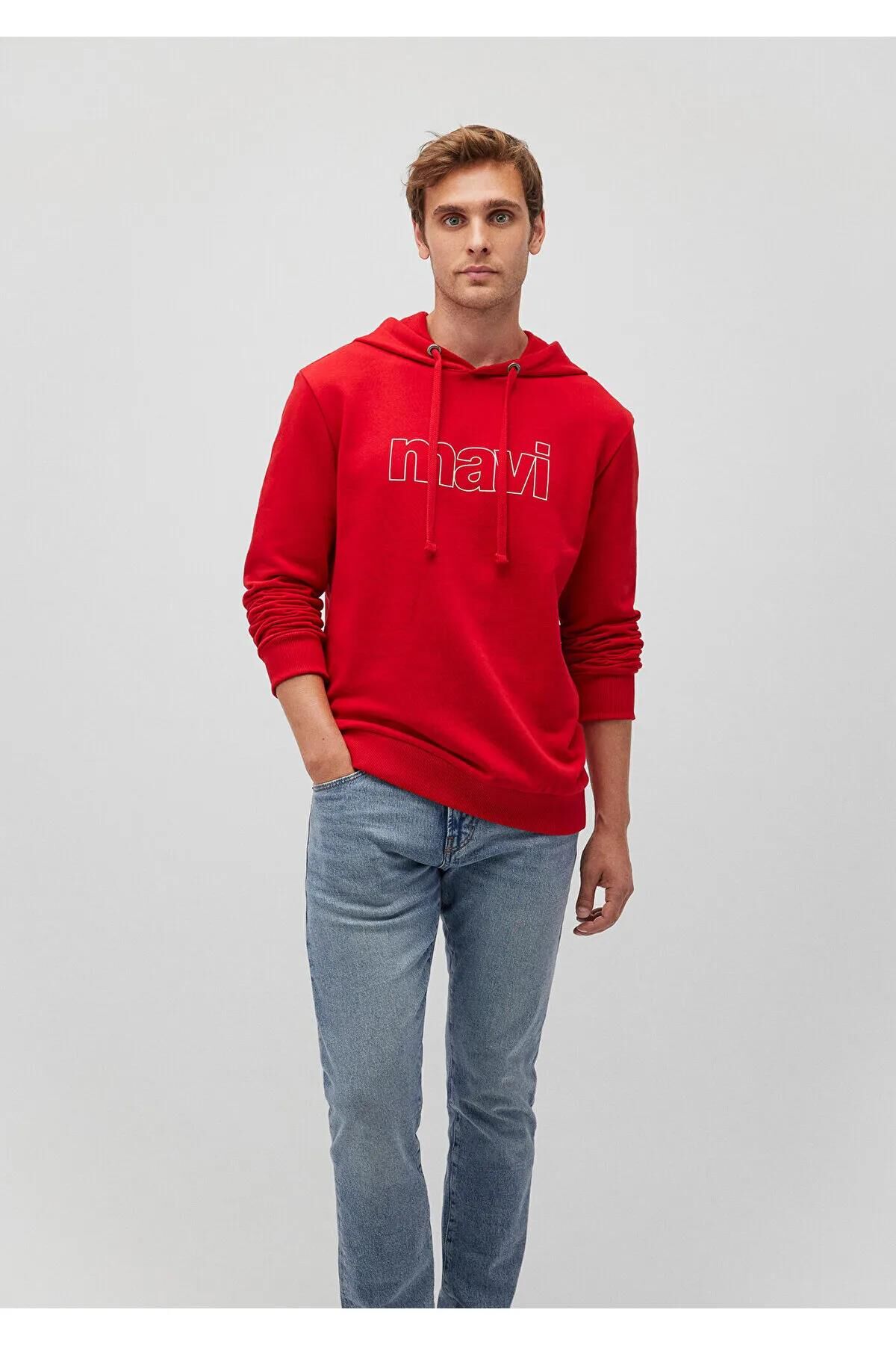 MAVİ LOGO KAPÜŞONLU SWEATSHIRT ERKEK LOGO T-SHIRT
