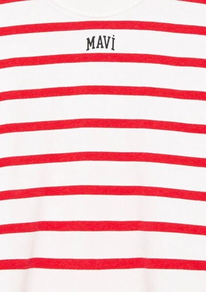 MAVİ LOGO BASKILI ÇİZGİLİ KIZ ÇOCUK SWEATSHIRT