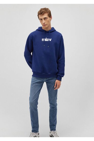 MAVİ MİAV ERKEK KAPÜŞONLU SWEATSHIRT