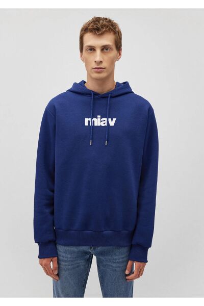 MAVİ MİAV ERKEK KAPÜŞONLU SWEATSHIRT