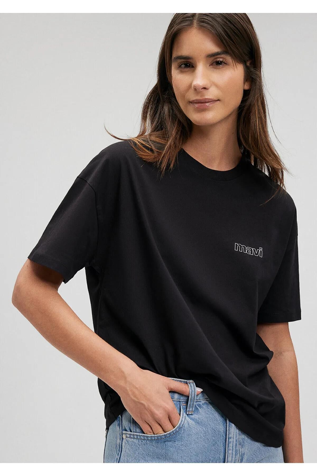 MAVİ KISA KOLLU PENYE KADIN KISA KOL T-SHIRT