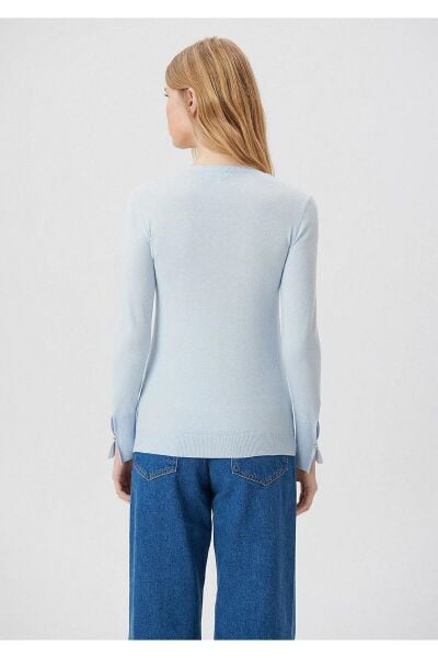 MAVİ V YAKA KAZAK KADIN BASIC KAZAK