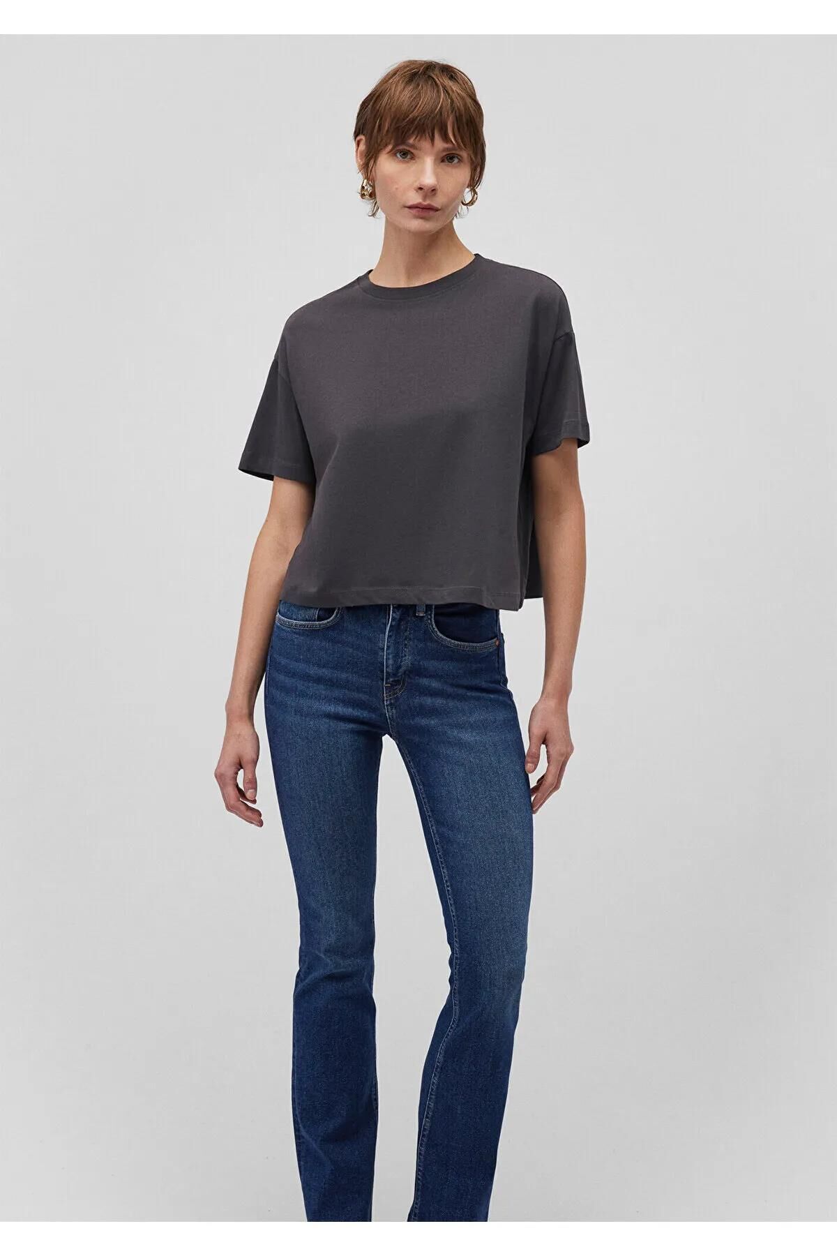 MAVİ BİSİKLET YAKA TİŞÖRT KADIN BASIC, SEMI BASIC