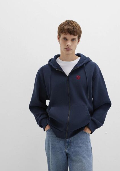 MAVİ ERKEK FERMUARLI HOODIE