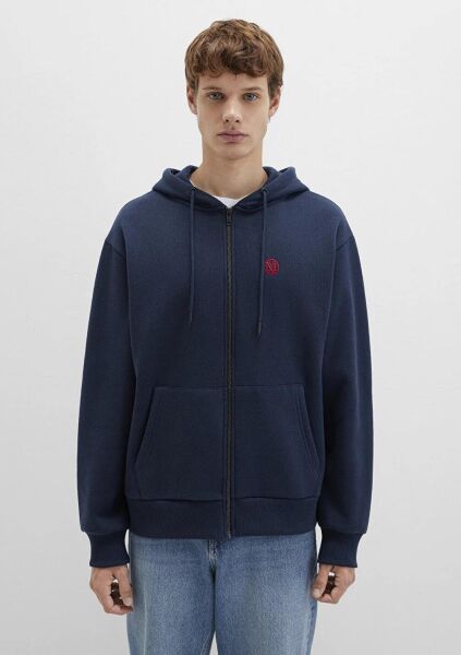 MAVİ ERKEK FERMUARLI HOODIE