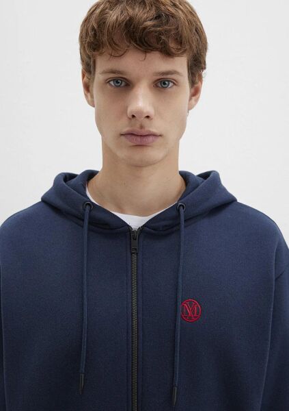 MAVİ ERKEK FERMUARLI HOODIE