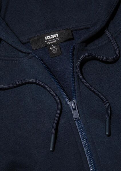 MAVİ ERKEK FERMUARLI HOODIE