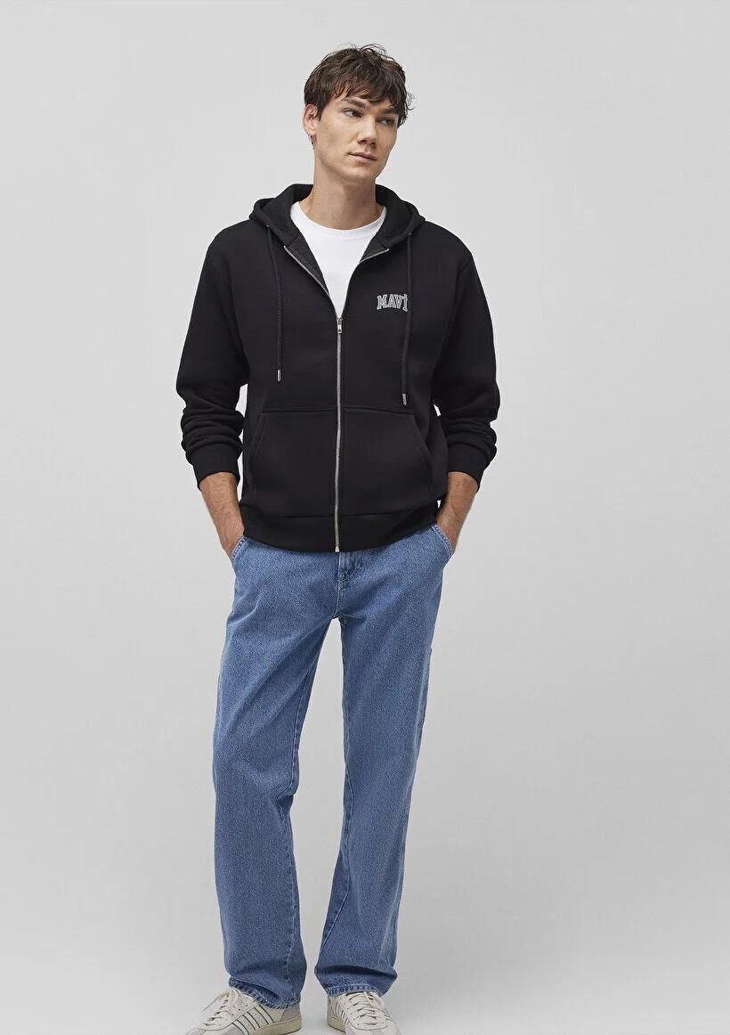 MAVİ LOGO FERMUARLI KAPÜŞONLU SWEATSHIRT ERKEK SWEATSHIRT