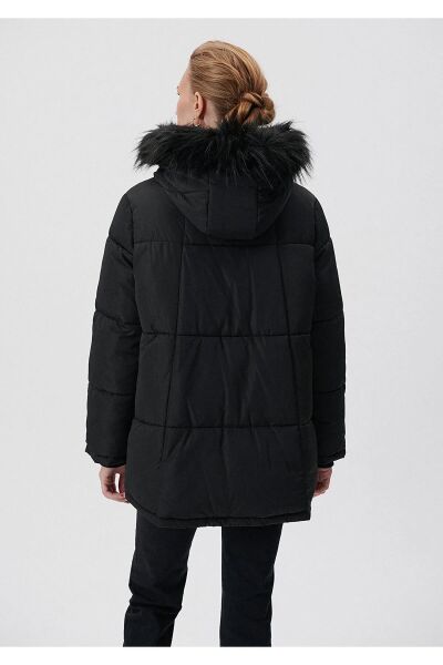 MAVİ KÜRKLÜ MONT KADIN UZUN KABAN