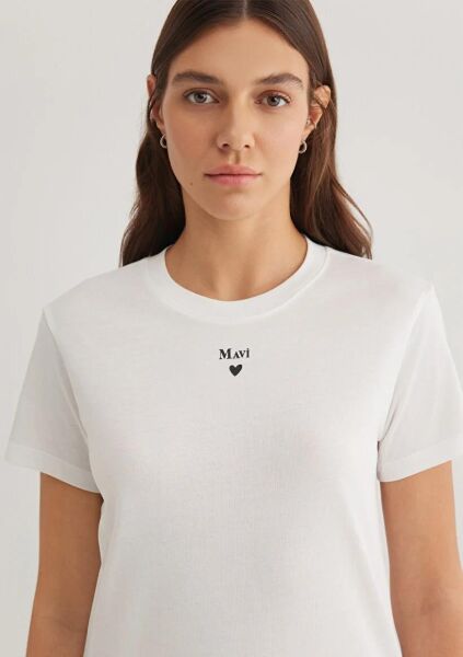 MAVİ BASKILI KADIN LOGO T-SHIRT