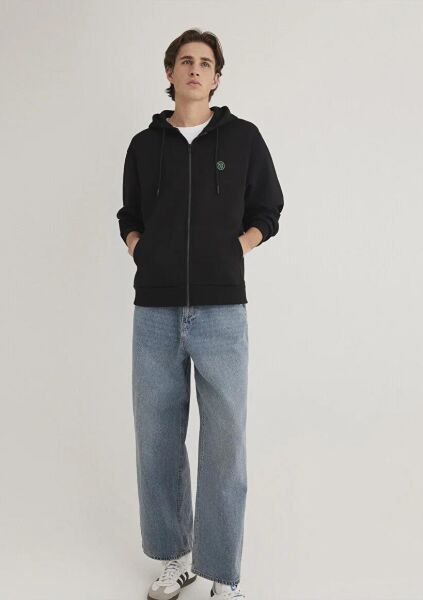 MAVİ FERMUARLI SWEATSHIRT ERKEK KAPÜŞONLU CEKET