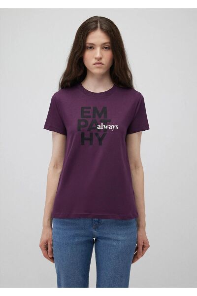 MAVİ SLOGAN BASKILI TİŞÖRT KADIN GRAFİK T-SHIRT