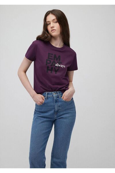 MAVİ SLOGAN BASKILI TİŞÖRT KADIN GRAFİK T-SHIRT