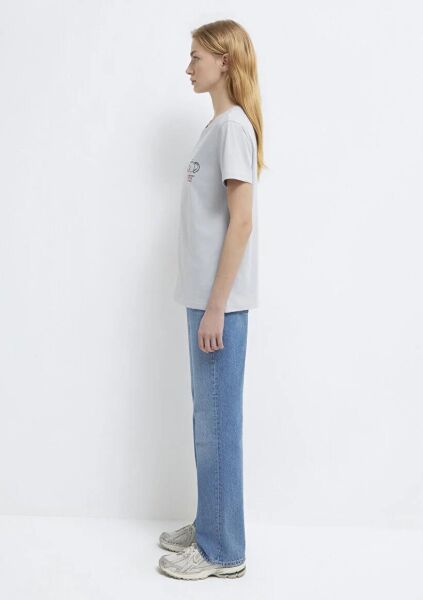 MAVİ KEDİ BASKILI KADIN GRAFİK T-SHIRT