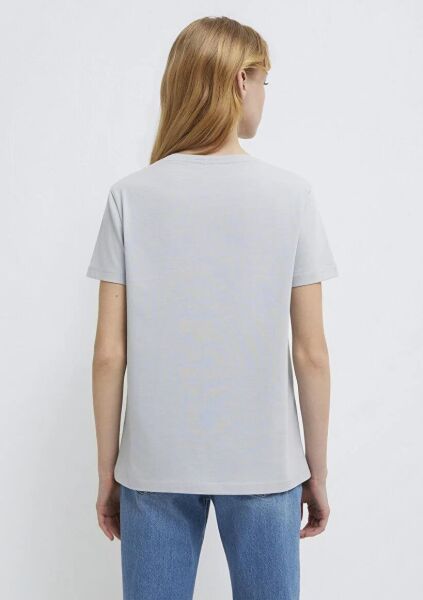 MAVİ KEDİ BASKILI KADIN GRAFİK T-SHIRT