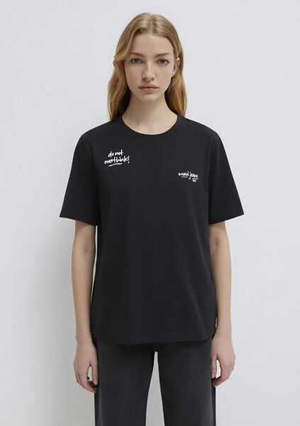 MAVİ SLOGAN BASKILI KADIN GRAFİK TİŞÖRT