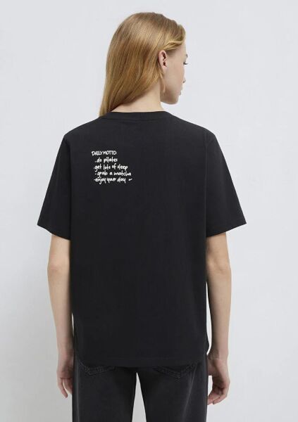 MAVİ SLOGAN BASKILI KADIN GRAFİK TİŞÖRT