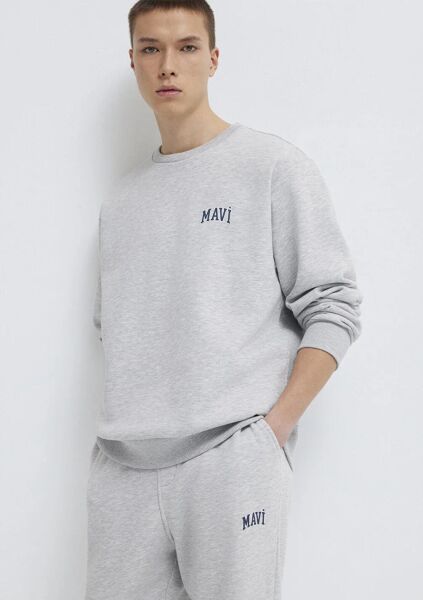 MAVİ BASKILI ERKEK 0 YAKA SWEATSHIRT