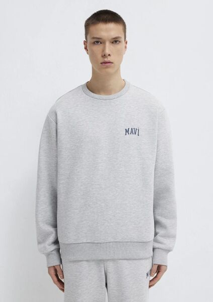 MAVİ BASKILI ERKEK 0 YAKA SWEATSHIRT