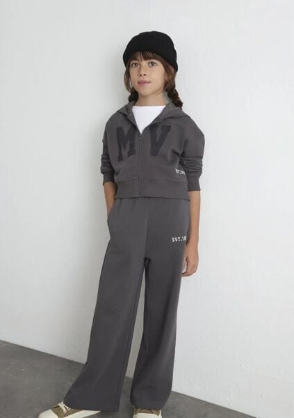 MAVİ MV BASKILI FERMUARLI SWEATSHIRT KIZ ÇOCUK SWEATSHIRT