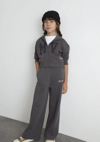 MAVİ MV BASKILI FERMUARLI SWEATSHIRT KIZ ÇOCUK SWEATSHIRT