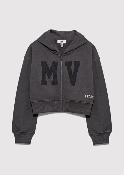 MAVİ MV BASKILI FERMUARLI SWEATSHIRT KIZ ÇOCUK SWEATSHIRT