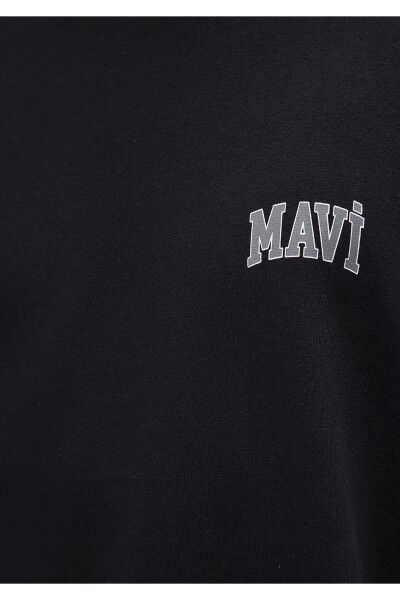 MAVİ BASKILI ERKEK 0 YAKA SWEATSHIRT
