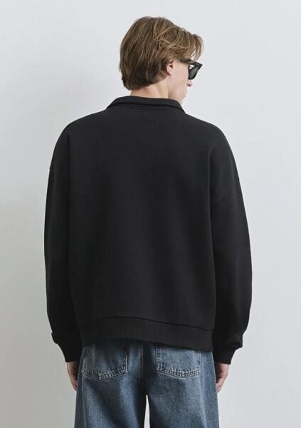 MAVİ YARIM FERMUARLI ERKEK SWEATSHIRT