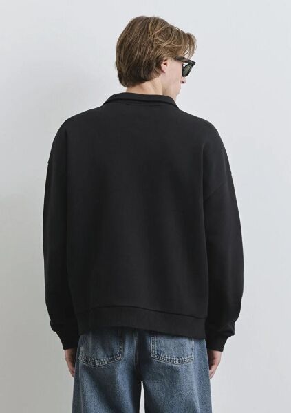 MAVİ YARIM FERMUARLI ERKEK SWEATSHIRT
