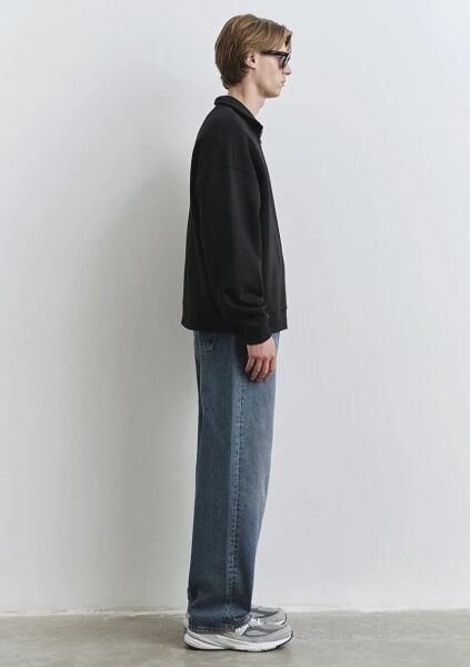 MAVİ YARIM FERMUARLI ERKEK SWEATSHIRT