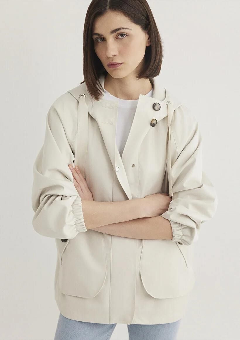 MAVİ KAPÜŞONLU CEKET KADIN CEKET