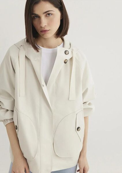 MAVİ KAPÜŞONLU CEKET KADIN CEKET