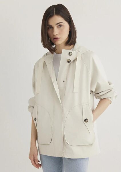 MAVİ KAPÜŞONLU CEKET KADIN CEKET