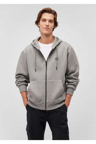 MAVİ FERMUARLI SWEATSHIRT ERKEK FERMUARLI HOODIE