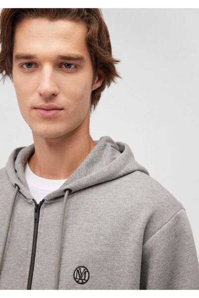 MAVİ FERMUARLI SWEATSHIRT ERKEK KAPÜŞONLU CEKET