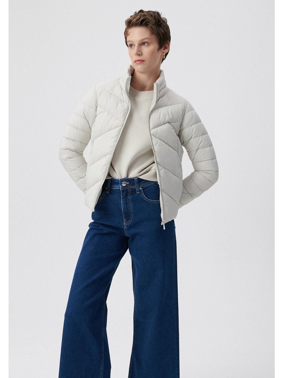 MAVİ DİK YAKA CEKET KADIN MONT