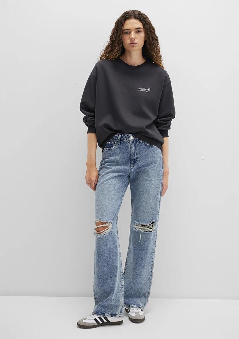 MAVİ UZUN KOLLU SWEATSHIRT KADIN SWEATSHIRT