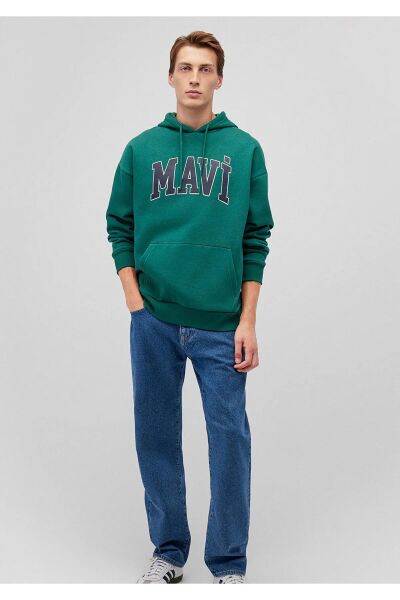 MAVİ BASKILI SWEATSHIRT ERKEK HOODIE