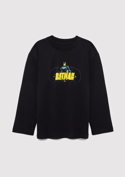 MAVİ BATMAN BASKILI UZUN KOL TİŞÖRT ERKEK ÇOCUK PROJE, LİSANS T-SHIRT