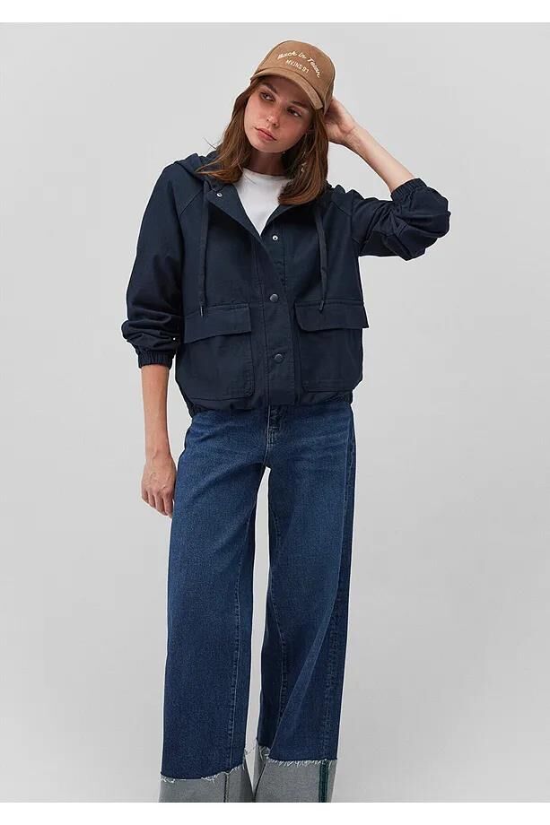 MAVİ KADIN KAPÜŞONLU MONT