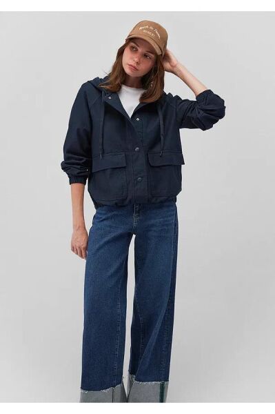 MAVİ KADIN KAPÜŞONLU MONT