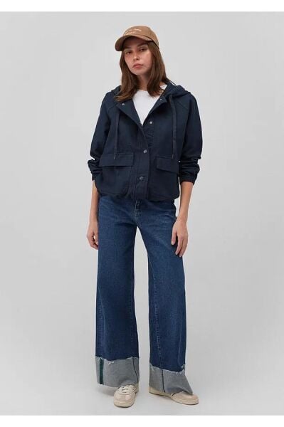 MAVİ KADIN KAPÜŞONLU MONT