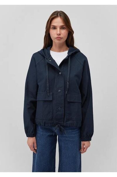 MAVİ KADIN KAPÜŞONLU MONT