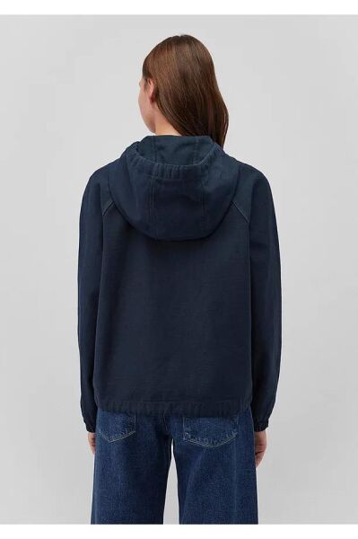 MAVİ KAPÜŞONLU CEKET KADIN FERMUARLI CEKET