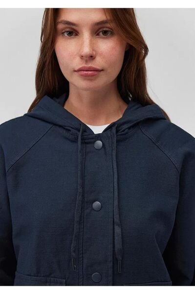 MAVİ KADIN KAPÜŞONLU MONT