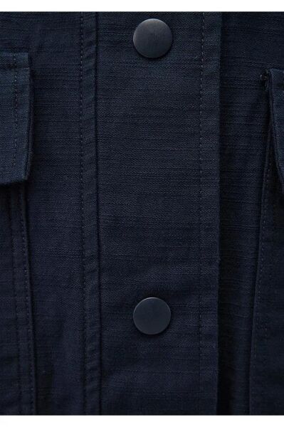 MAVİ KAPÜŞONLU CEKET KADIN FERMUARLI CEKET